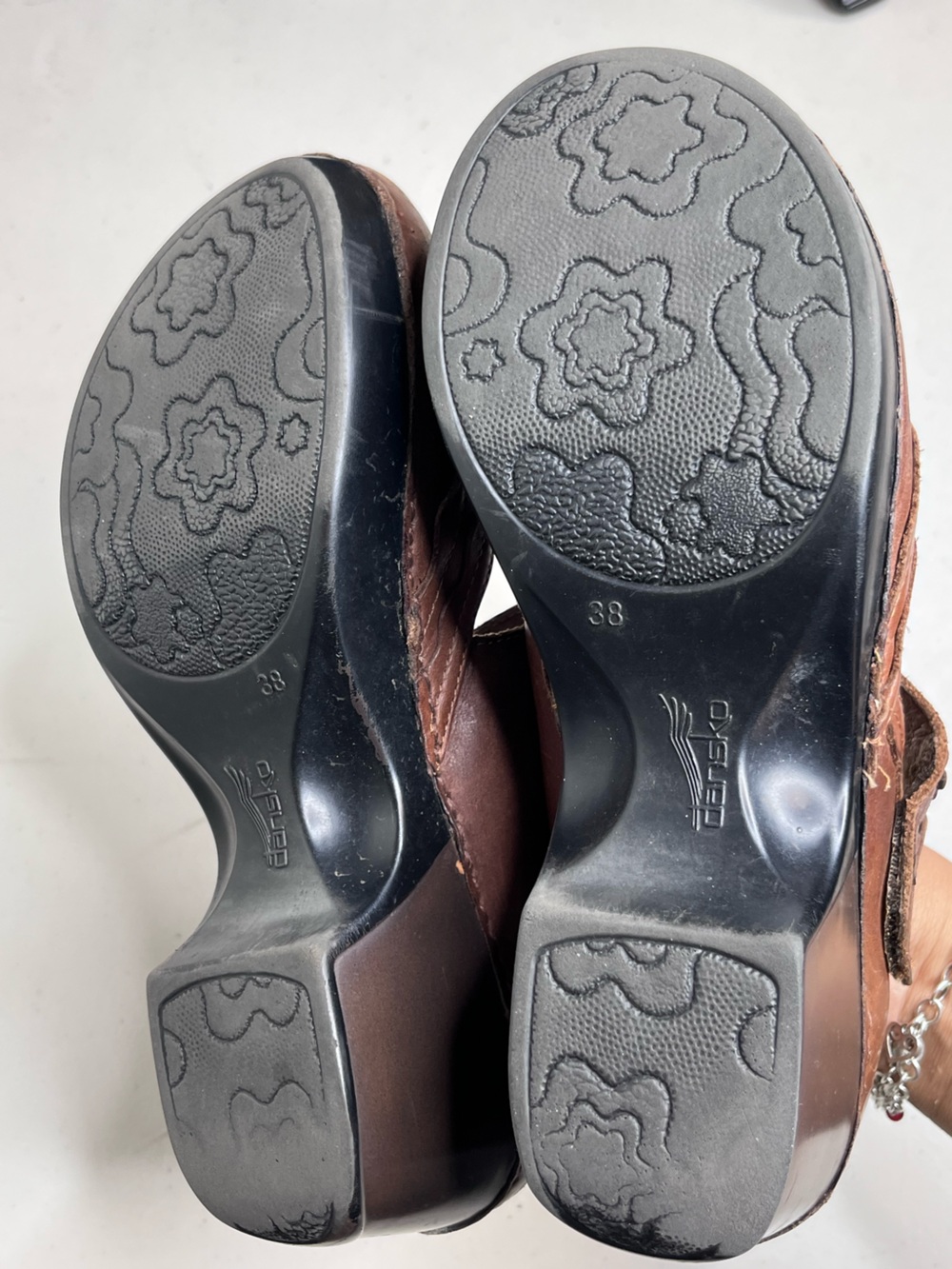 Dansko Harlow Sz 38 Leather Boho Floral Mary Jane Clogs - Picture 8 of 14